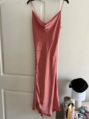 Zara Satin Slip Dress in Dusty Rose